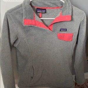 Grey and Pink Patagonia Pullover